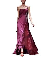 Satin/Silk/Knit One Shoulder Cocktail Full Length Beaded Homecoming Dress/Pageant Dress/Prom Dress/Party Dress/Wedding Dress 