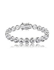 Cubic Zirconia and Sterling Silver Bezel-set Bracelet