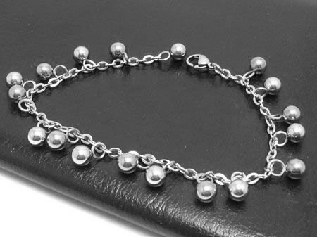 Ball Charm Stainless Steel Anklet Bracelet (25 cm Long)Jingle bells are solid balls