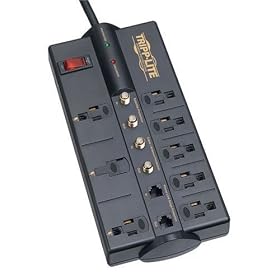 Tripp Lite TLP810SAT 8-Outlet Surge Protector (3570 Joules, Tel/DSL/Coax)
