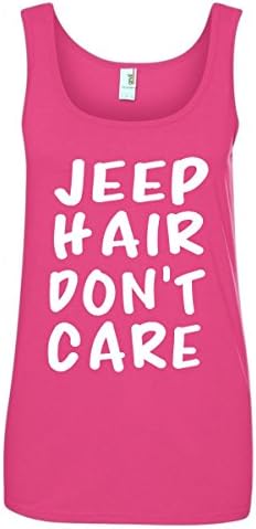Jeep Hair Don't Care Ladies Tank Top Pink (X-Large, Pink)