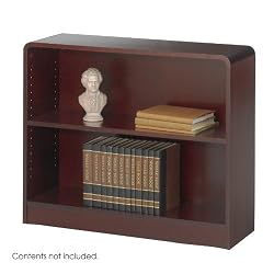 Safco 2-Shelf Reinforced Radius-Edge Veneer Bookcase, Mahogany