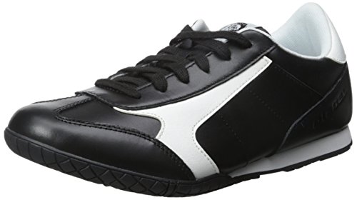 Diesel Men's Claw Action S-Actwings Leather Fashion Sneaker, Black/White, 9 M US