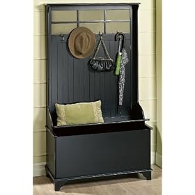 Burnham Wide Hall Tree Storage Bench, 70.5Hx40.5W, DISTRESSD BLACK by Home Decorators Collection