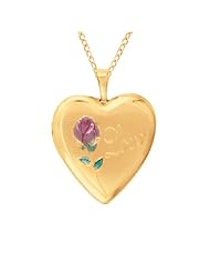 Gold over silver Heart Shaped "Love" Locket w/ cross and flower Necklace
