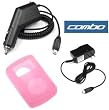 Durable Flexible Pink Silicone Skin Case + Car + Home Travel Charger for Sandisk Sansa Clip 1gb 2gb 4gb Mp3 Player