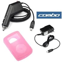 Durable Flexible Pink Silicone Skin Case + Car + Home Travel Charger for Sandisk Sansa Clip 1gb 2gb 4gb Mp3 Player