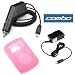 Durable Flexible Pink Silicone Skin Case + Car + Home Travel Charger for Sandisk Sansa Clip 1gb 2gb 4gb Mp3 Player
