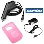 Durable Flexible Pink Silicone Skin Case + Car + Home Travel Charger for Sandisk Sansa Clip 1gb 2gb 4gb Mp3 Player