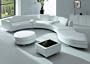 Modern Furniture White Leather Sectional Sofa with Ottoman and Mini Bar-table Set