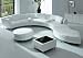 Modern Furniture White Leather Sectional Sofa with Ottoman and Mini Bar-table Set
