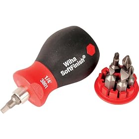 Wiha 38048 Stubby Screwdriver With Six-In-One Insert Bits, Multi-Bit
