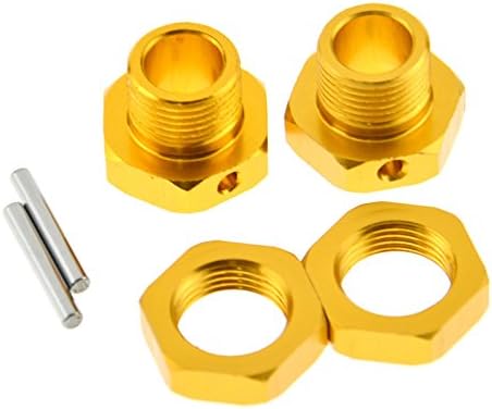 Gold 17mm Aluminum Hex Wheel Hubs Nuts &amp; Pins &amp; Set Screws for RC 1/8 Buggy Truck Tires Rim