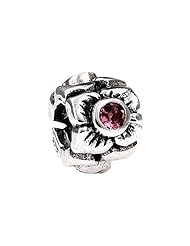 SilveRado(tm) MS155J-PT3 Sterling Silver Three Flowers Pink Tourmaline October Bead / Charm