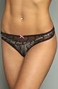 Betsey Johnson The Chantilly Helenca Thong in Raven Black,Intimates for Women