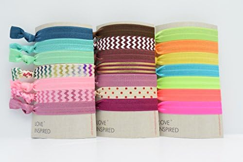Elastic Knotted Ponytail Holders Hair Ties Ribbon Twist Bands Accessories Poka Dots Theme Pattern with Solids By Love Inspired Me