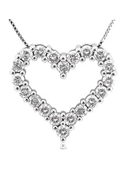 14K White Gold Heart Diamond Pendant Necklace (GH, I1-I2, 1.00 carat)