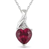 10k white gold ruby and diamond pendant TDW .015 Ct