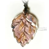 DICHROIC GLASS GOLD/PURPLE LEAF PENDANT NECKLACE 19