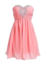 Strapless Sweetheart Beaded Short Chiffon Evening Dress/Homecoming Dress/Bridesmaid Dress/Prom Dress/Party Dress 