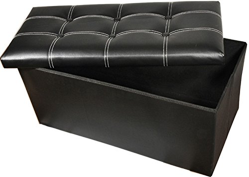 Naisidier Storage Ottoman,Leather Folding Storage Ottoman for Home and Office Storage,30''15''15''(Black)