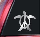 Peace Honu Hawaiian Sea Turtle Vinyl Decal Sticker - Shiny Chrome