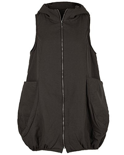 (イリリリー) ililily ユニーク ノースリーブの ジップ Up 厚い サテン 裏地 フッド フレア ポケット ジャケット