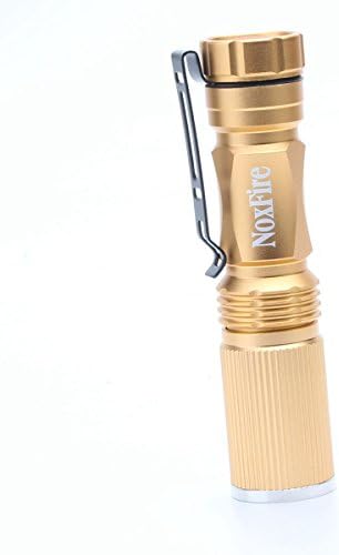 NoxFire Bright LED Flashlight Torch, Light Lamp for Emergency / Safety / Security (Adjustable Zoomable Focus, 3 Brightness Levels plus Strobe, Battery and Charger Included) - Gold
