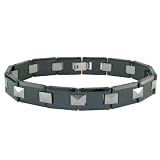 Mens Black Ceramic and Tungsten Link Bracelet, 8