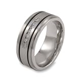 Stainless Steel Diamond (0.25ctw) Brushed and Polished Men's Ring with Wood Box (9.0 mm)