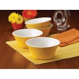 Dinnerware Round and Square 4 Piece Pasta Bowl Set in Lemon Zest