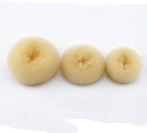Women's and Girl's Donut Hair Ring Bun Former Shaper styler Set (1 Large,1 Medium,1 Small) (Beige)