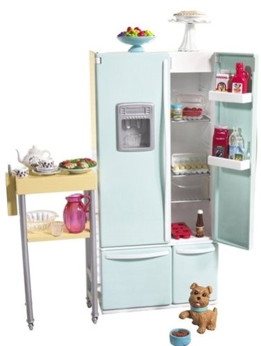 Childrens Toyshop  Toys : Barbie Refrigerator & Cart Kitchen Playset