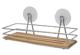 Produkt-Bild: Badablage - Bambus/Chrom - 26 x 11 x 11 cm - Bad Regal - Ablage f&uuml;r Duschbad, Shampoo usw.