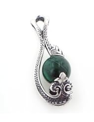 Sterling Silver Celtic Medieval Green Malachite Pendant