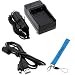 GTMax LI-40B / LI-42B Battery Charger with Car Adapter + 6FT USB Transfer Data Cable + Wrist Strap Lanyard for Olympus Stylus 7040 7030 710 3000 850 SP-700 830 Digital Camera