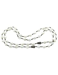 Diamond Pave Pearl Beads Strand Necklace Silver Gemstone Jewelry
