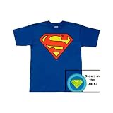 Superman Classic Blue Glow in the Dark Logo T-Shirt Tee