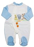 Baby Boy Sleepsuit, Animals Design Allergy Free Suit (Blue) (0-3 months) (Blue)