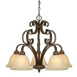 Golden Lighting 3711-D5 CB Rockefeller Five Light Nook Chandelier, Champagne Bronze Finish