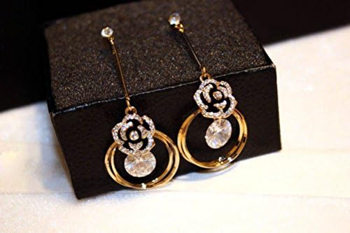 Santana Zircon RhinestoneFashion Fine Flowers Golden Stud Earrings ClassicFashion Jewelry