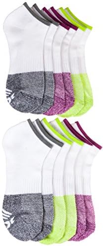 RBX Ladies Low Cut Womens Socks - X-Dry Technology - White/Green/Gray/Purple - Six Pack - Shoe Size 4-10 / Sock size 9 - 11