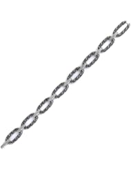 Sterling Silver & Cz Black Rhodium Plated Link Bracelet