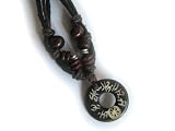 Cord Necklace With Black Wood Circle Pendant