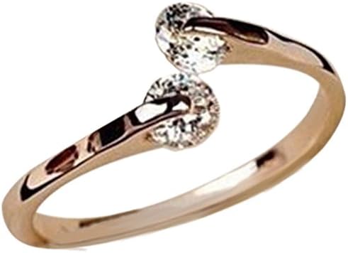 HOT Women 18K Rose gold GP Crystal Engagement Wedding Band Ring