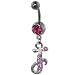Pink Letter J Dangle Belly Ring