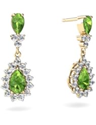 Genuine Peridot 14kt Yellow Gold Dangle Drop Earrings