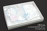 フードセット(帽子＋よだれかけ＋お守り袋入れ) 白 水色 日本製