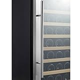 Kalamera 50 Bottle Freestanding Stainless Steel Door Compressor Wine Cooler Refrigerator with 7 Removable Wooden Shelves Electronic Controls