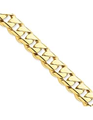 14K Yellow Gold, 10mm Rounded Curb Bracelet - 8 Inch